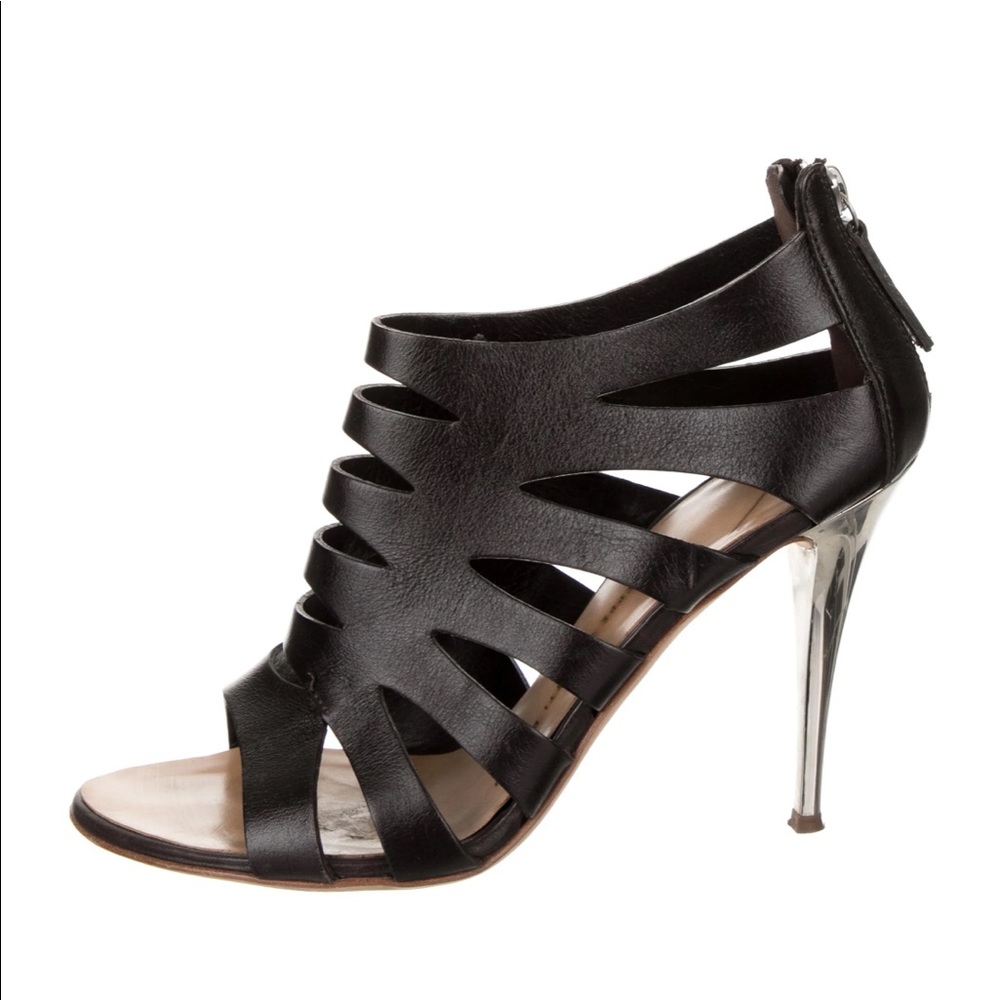 Giuseppe Zanotti Cage Sandal with Silver Heels